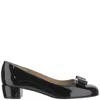 Ferragamo Vara Bow-embellished Patent-leather Pumps In Black