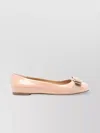 FERRAGAMO GLOSSY PATENT LEATHER BALLERINA SHOES WITH GOLDEN PLATE