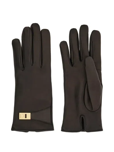 Ferragamo Gloves With Buckle In Black