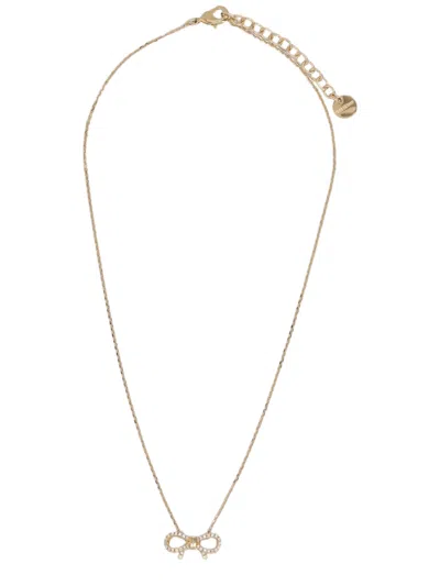 Ferragamo Gold Bow Heart Charm Brass Necklace