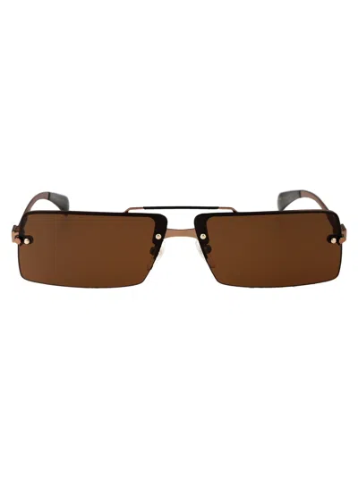 Ferragamo Gold Bronze Metal Sunglasses In 762 Gold Bronze