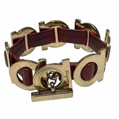 Pre-owned Ferragamo Gold Color Gold Plating Leather Bangle () In Multi