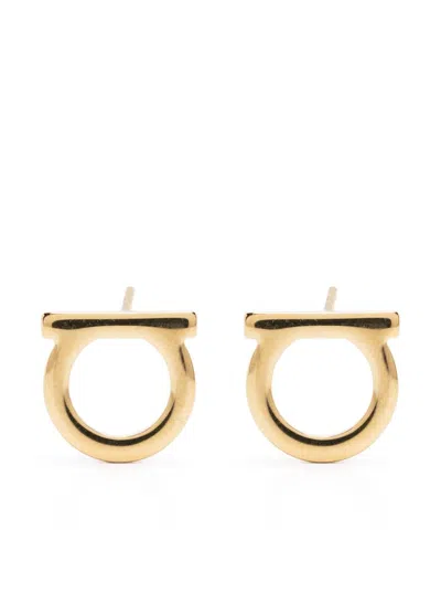 Ferragamo Gold-colored Gancini Earrings In Brass Woman In Multicolor