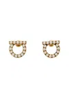 Ferragamo Gold-colored Gancini Earrings With Pearls