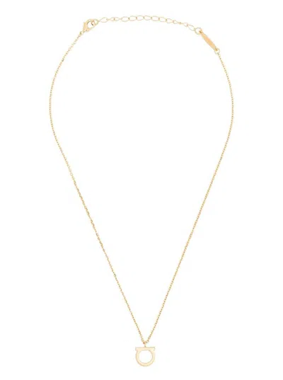 Ferragamo Gold-colored Necklace With Gancini Charm In Brass Woman In Metallic