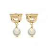 Ferragamo Gancini Pearl Drop Earrings In Gold