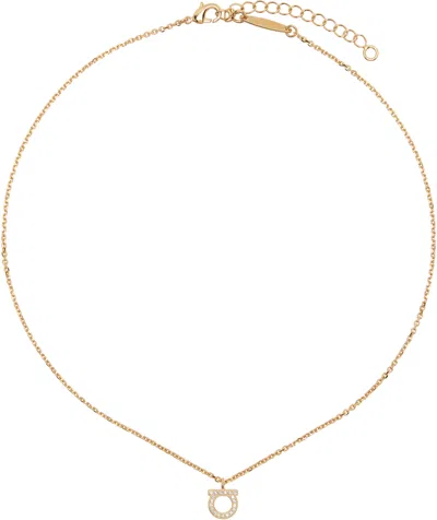 Ferragamo Gold Gancini Crystals Necklace In 001 Oro