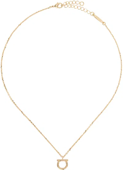 Ferragamo Gold Gancini Necklace In 001 G.collo Gancio O