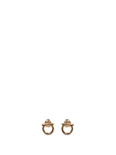 Ferragamo Gold Hook Earrings In Grey