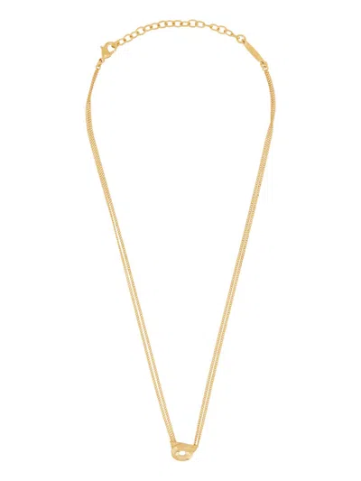 Ferragamo Gold Hooks Oval Pendant Necklace Jewelry