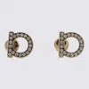 Ferragamo Gancini Crystal-embellished Earrings In Metallic