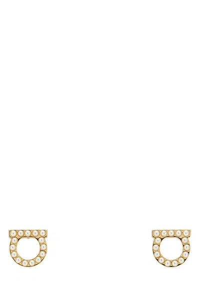 Ferragamo Gancini Embellished Earrings In Gold