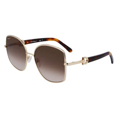 Ferragamo Gold Metal Sunglasses In Silver