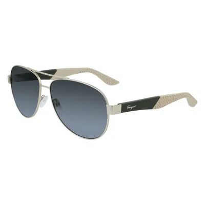 Ferragamo Gold Metal Sunglasses In Gray