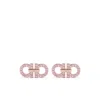 Ferragamo Golden Gancini Crystal Stud Earrings In Pink