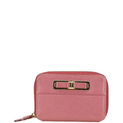 Pre-owned Ferragamo Gold Pink Leather Card Case () In Multi