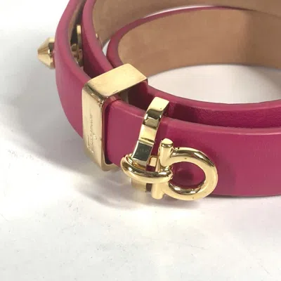 Pre-owned Ferragamo Gold Pink Leather Charm Bracelet () In Multi
