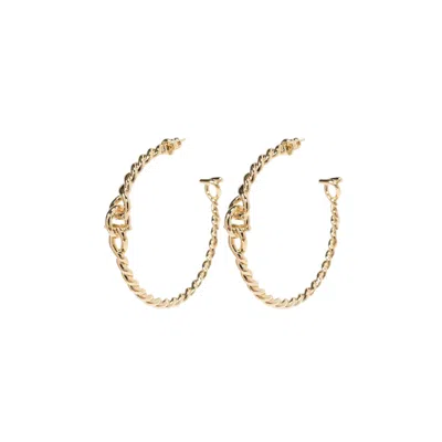 Ferragamo Gold Torchon Weave Brass Hook Earrings
