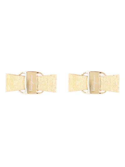 Ferragamo Gold Vara Bow Polished Brass Earrings