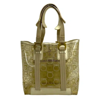 Pre-owned Ferragamo Gold Vinyl Leather Handbag Tote Bag () In Multi