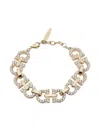 Ferragamo Crystal Embellished Gancini Bracelet In Gold