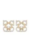Ferragamo Crystal Embellished Four Gancini Clip On Earrings