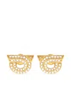 Ferragamo Crystal-embellished Gancini Earrings In Golden