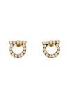 Ferragamo Women Gancini Earrings With Pearls In Gold