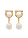 Ferragamo Women Gancini Earrings With Pearls In Gold