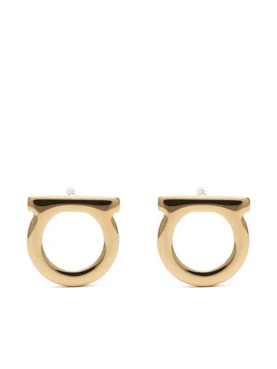 FERRAGAMO GOLDEN GANCINI STUD EARRINGS