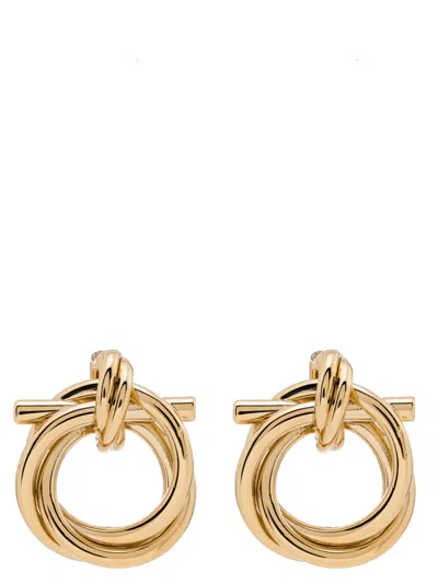 Ferragamo Golden Gancini Stud Earrings