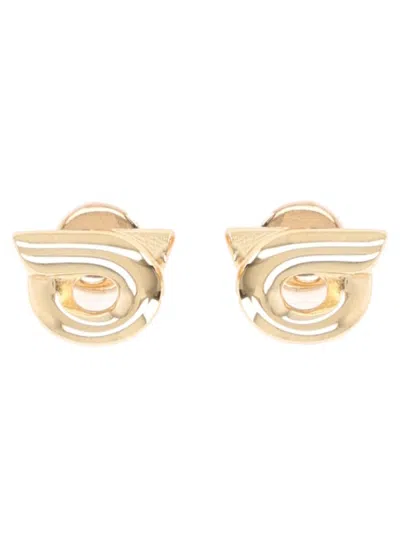 Ferragamo Golden Hooks Stud Earrings