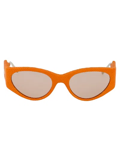Ferragamo Golden Karung Leather Sunglasses