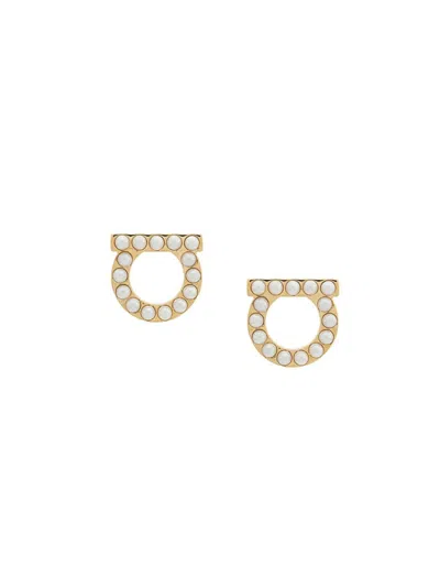 FERRAGAMO GOLDEN LOGO EARRINGS