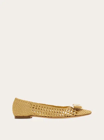 FERRAGAMO FERRAGAMO GOLDEN PERFORATED BALLERINAS