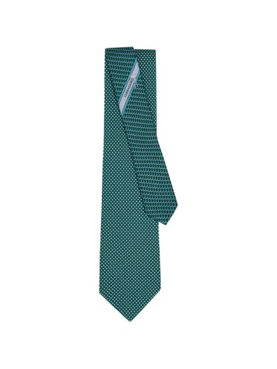 Ferragamo Golf Print Silk Tie In White