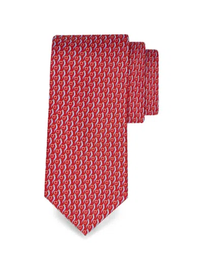 Ferragamo Good Luck Print Silk Tie In Red