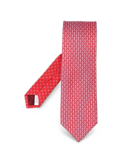 Ferragamo Good Luck Print Silk Tie In Red