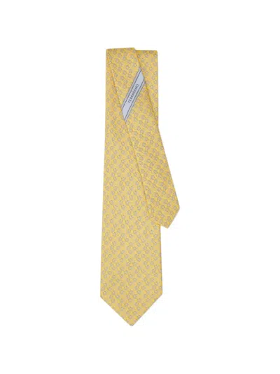 Ferragamo Good Luck Print Silk Tie In White