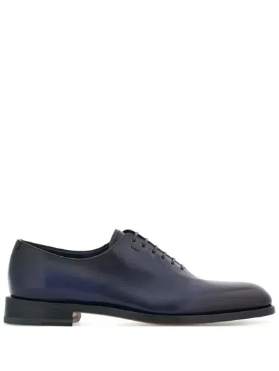Ferragamo Gradient Leather Oxford Shoes In Blue