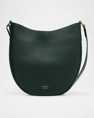 FERRAGAMO GRAIN LEATHER HOBO BAG