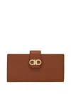 Ferragamo Grained Leather Continental Wallet In Brown