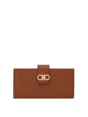 Ferragamo Grained Leather Continental Wallet In Brown