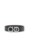 Ferragamo Grained Leather Reversible Gancini Belt In Sand