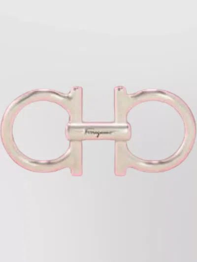 Ferragamo Grainy Leather Gancini Wallet Compact In Neutrals
