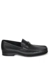 Ferragamo Grained Leather Gancini Loafers In Black
