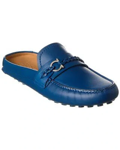 Pre-owned Ferragamo Grand Leather Loafer Men's Blue 8.5 Uk M