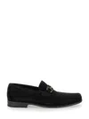 Ferragamo Black Gancini Ornament Loafers In Black