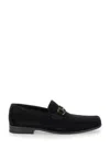 Ferragamo Black Gancini Ornament Loafers In Black