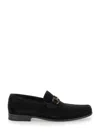 Ferragamo Black Gancini Ornament Loafers In Black